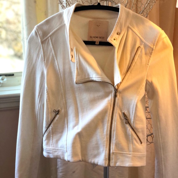 Aritzia Jackets & Blazers - ARITZIA SUNDAY BEST White Side Zip Moto Jacket
